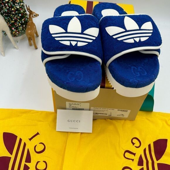 Men’s Gucci X Adidas, slide sandals size 9, made in Italy - Picture 9 of 9
